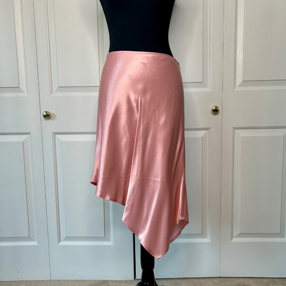 Le Chateau Satin Pink Asymmetrical Skirt in Size 5 (Fits Like Size 8) - Picture 3 of 5